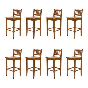 Kit 8 Banquetas Gourmet Rústica Para Restaurantes Em Madeira Maciça Bh - Natural - Bege