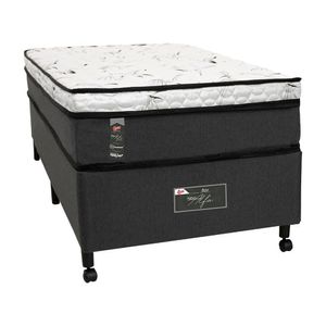 Cama Box Solteiro Castor New Alfa One + Colchão Branco Com Cinza