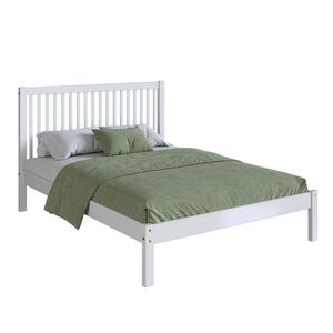 Cama De Casal Lucy De Madeira Maciça Com Lastro Branco