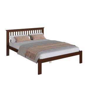 Cama De Casal Júlia De Madeira Maciça Com Lastro Walnut