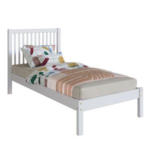 Cama De Solteiro Lucy De Madeira Maciça Com Lastro Branco
