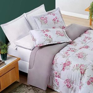 Edredom King Estampado Micropercal 200 Fios 03 Peças Avere Lilac Lilac
