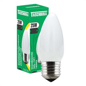Kit 8 Lâmpadas Incandescente Taschibra Vela 25w E27 Leitosa 110v