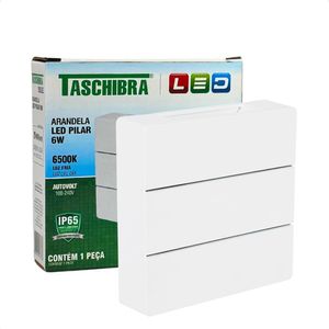 Arandela Led Taschibra Pilar Slim Ip65 6500k Bivolt Branco