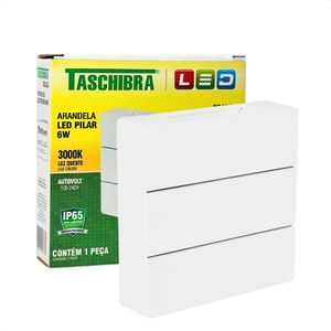 Arandela Led Taschibra Pilar Slim Ip65 3000k Bivolt Branco
