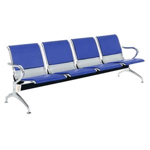 Cadeira Longarina Com Est Cromada 4 Lugares Colors Azul Royal