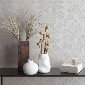 Papel De Parede Up To Date Damask Cinza 34813