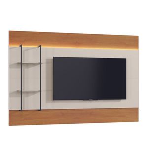 Painel Moderno Para Tv Com Led - Ravena-naturale-off White - Mavau Móveis