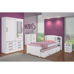 Guarda Roupa Solteiro Com Espelho 2 Portas 6 Gavetas Meridian -branco Móveis D'doro