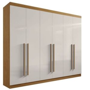 Guarda Roupa Casal 6 Portas 6 Gavetas Da Vinci Plus-cinamomo-off White Móveis D'doro