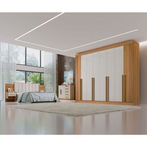 Guarda Roupa Casal 8 Portas 8 Gavetas Daymont Ripado-cinamomo-off White Móveis D'doro