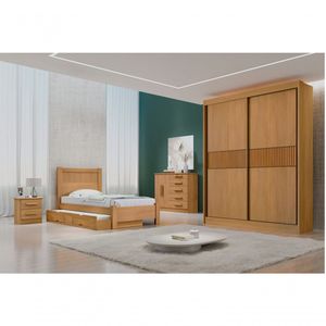 Guarda Roupa Solteiro 2 Portas 3 Gavetas Santorini Ripado-cinamomo Móveis D'doro