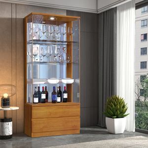 Cristaleira Moderna De Vidro Com Led - Diamante-naturale - Mavau Móveis