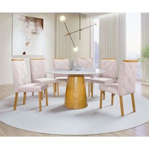 Sala De Jantar Redonda 6 Cadeiras 1,40m Assunção Art Salas