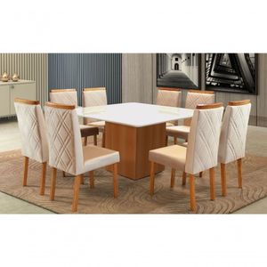 Sala De Jantar Completa 1,40x1,40 8 Cadeiras Alice Art Salas