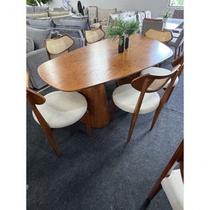 Sala De Jantar Organica Com 6 Cadeiras Maciça Encosto Anatômico 2,20x1,10m - Selene - Sala Nobre
