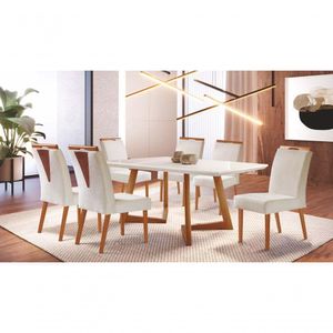 Conjunto De Jantar 6 Lugares Maciça Viena 1,60 Sala Nobre