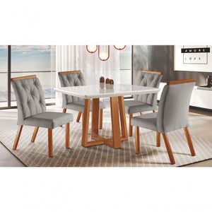 Conjunto Mesa 4 Cadeiras Baronesa 1,20 Sala Nobre