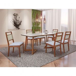 Sala De Jantar Madeira Maciça Com 6 Cadeiras 2,0x0,90 Metros - Luna - Art Salas