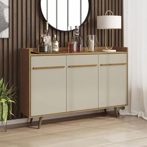 Aparador Buffet Com 3 Portas Retrô 135cm Multimóveis Cr50104 Cinamomo Off White