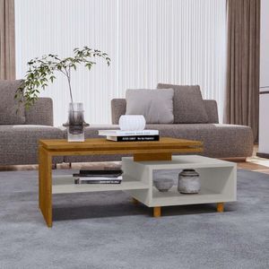 Mesa De Centro Com Nichos E Pés 90cm Multimóveis Cr45279 Naturalle Off White