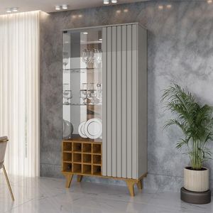 Cristaleira Com Vidros 2 Portas E Adega 90,5cm Multimóveis Cr50107 Off White Naturalle