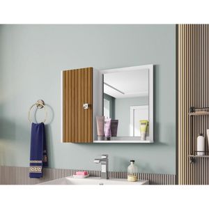 Espelheira Para Banheiro Com 1 Porta 57,2cm Multimóveis Cr10127 Branco Ripado