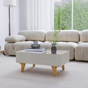 Mesa De Centro Com Espelho 1 Gaveta E Pés 75cm Multimóveis Cr45280 Off White