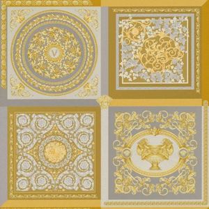 Papel De Parede Versace V Arabesco Amarelo 387045