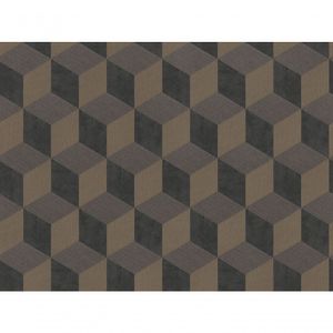 Papel De Parede Inspire Geométrico 3d Preto E Marrom 220359
