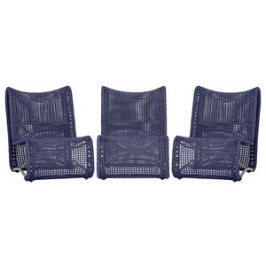 3 Poltronas Texas Em Alumínio Fendi Corda Náutica Trama Azul
