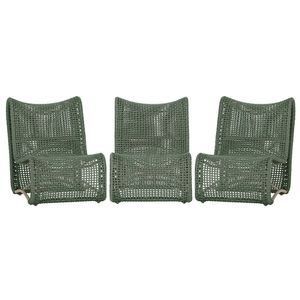 3 Poltronas Texas Em Alumínio Fendi Corda Náutica Trama Verde
