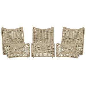 3 Poltronas Texas Em Alumínio Fendi Corda Náutica Trama Rami
