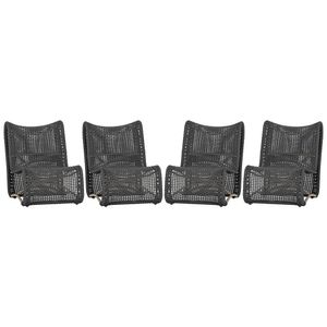 4 Poltronas Texas Em Alumínio Fendi Corda Náutica Trama Preto