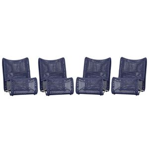 4 Poltronas Texas Em Alumínio Fendi Corda Náutica Trama Azul