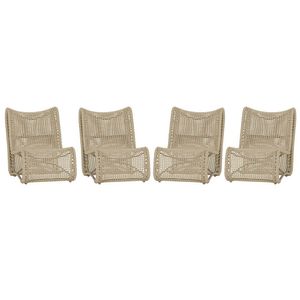 4 Poltronas Texas Em Alumínio Fendi Corda Náutica Trama Rami
