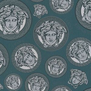 Papel De Parede Versace V Moderno Azul 386111