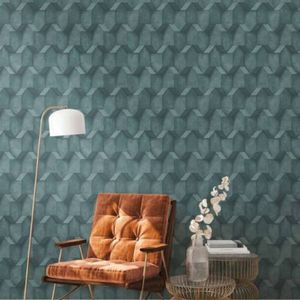 Papel De Parede Antigua Geométrico Azul 388271ag