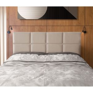 Cabeceira Painel Cama Box Queen 1,60m Estofada Belize Veludo Bege