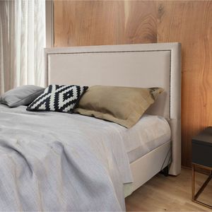 Cabeceira Cama Box Queen 1,60m Estofada Aruba Veludo Bege
