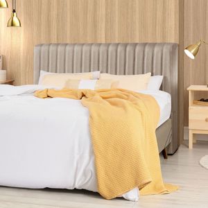 Cabeceira Cama Box King 1,93m Estofada Havai Linho Bege