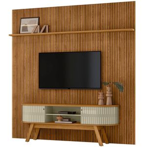 Painel Para Tv 75 Polegadas Composição Bancada Lugana Cumaru/opala