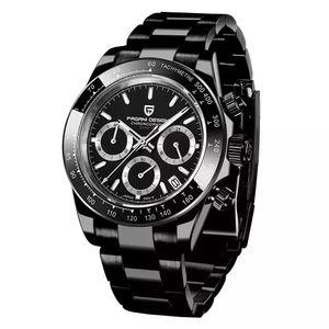 Relógio Masculino Pagani Design Ouro Rosa Prova D'água Todo Preto