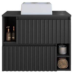 Gabinete Suspenso 2 Portas Com Cuba Branca 75 Cm Bl1000 Grafite Faem Grafite