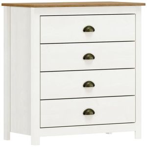 Comoda 4 Gavetas Madeira Maciça 80 Cm 9101 Branco Freijo Milani Store