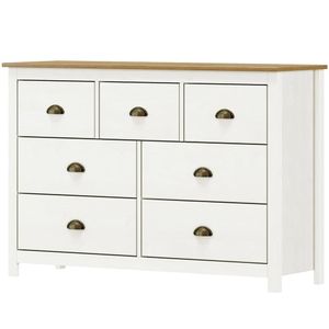 Comoda 7 Gavetas Madeira Maciça 125 Cm 9174 Branco Freijo Milani Store
