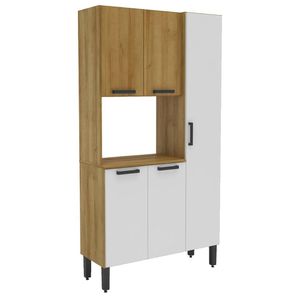 Armario Kit Cozinha 5 Portas 92 Cm Cd390 Carvalho Branco Dtall Carvalho Branco