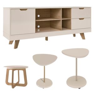 Rack Mesa Centro Apoio Mjb4 Off White Carvalho Arly Off White Carvalho