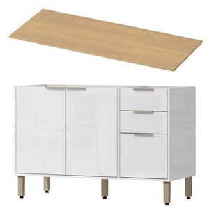 Balcao Pia Com Tampo 120 Cm Glor Bgtg12 Branco Neve Mxm