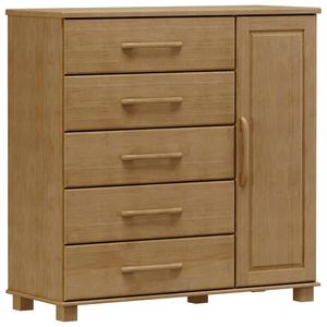 Comoda 5 Gavetas 1 Porta Madeira Maciça 125 Cm 2251 Freijo Milani Store